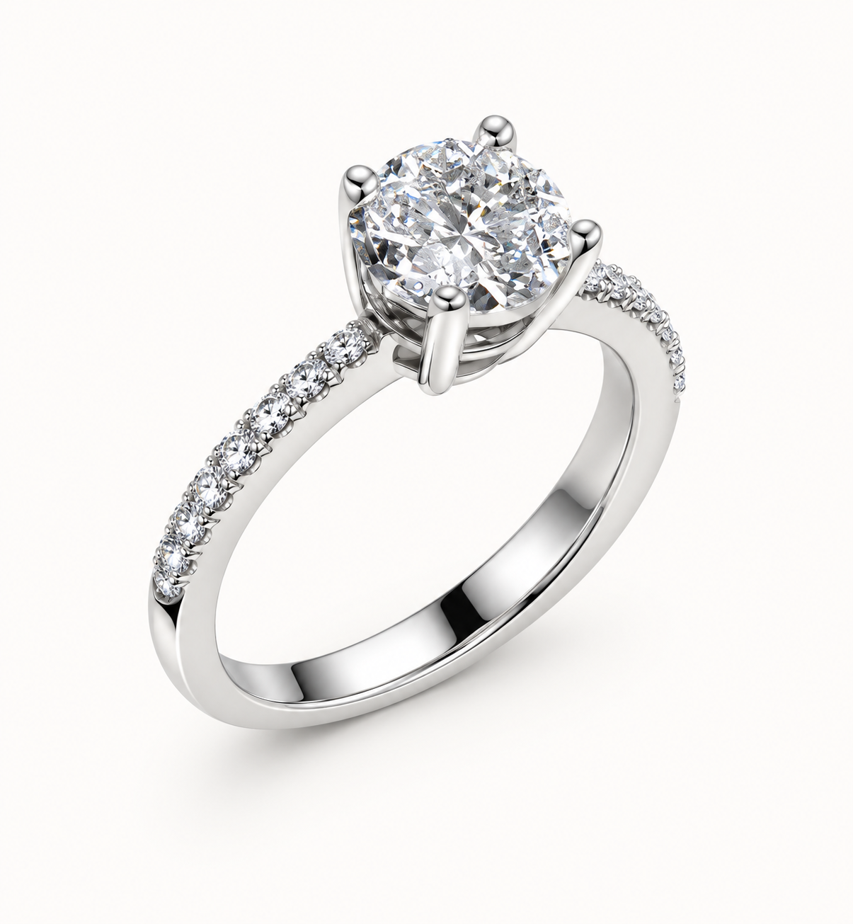 Anello Oro Bianco 18 kt con  Diamanti naturali | Atelier Orafo | nudo
