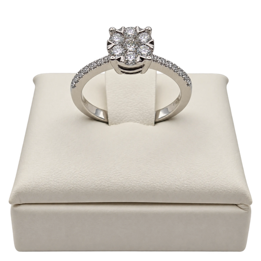 Anello in Oro Bianco 18kt con Diamanti Naturali | Atelier Orafo | nudo2 | traspar | 2400
