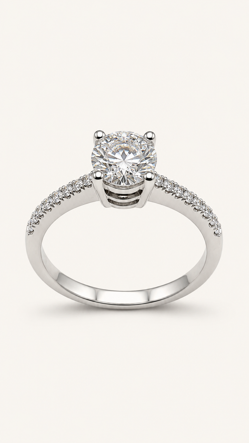 Anello Oro Bianco 18 kt con  Diamanti naturali | Atelier Orafo | nudo2