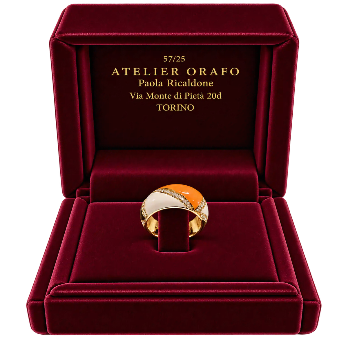 Anello in Oro Giallo 18kt con Diamanti Naturali e HyCeram con Scatola | Atelier Orafo | scatola2 | 2400