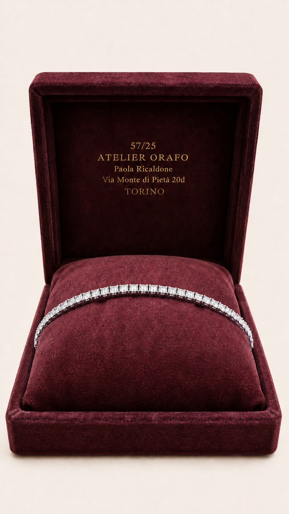 Bracciale Estendibile in Oro Bianco 18kt con Diamanti Naturali con scatola | Atelier Orafo | scatola