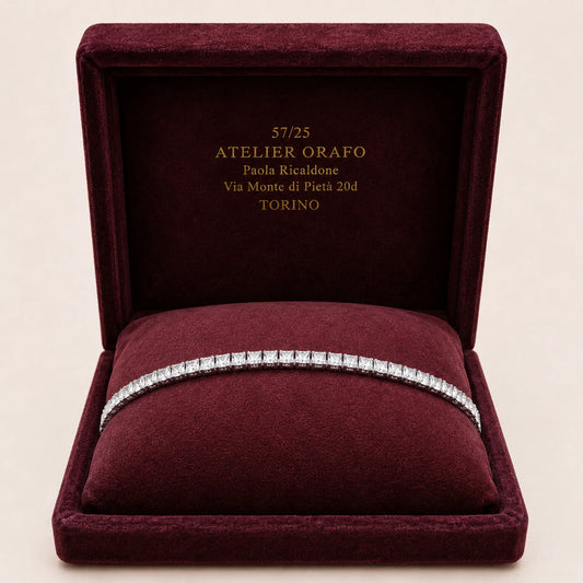 Bracciale Estendibile in Oro Bianco 18kt con Diamanti Naturali con scatola | Atelier Orafo | scatola