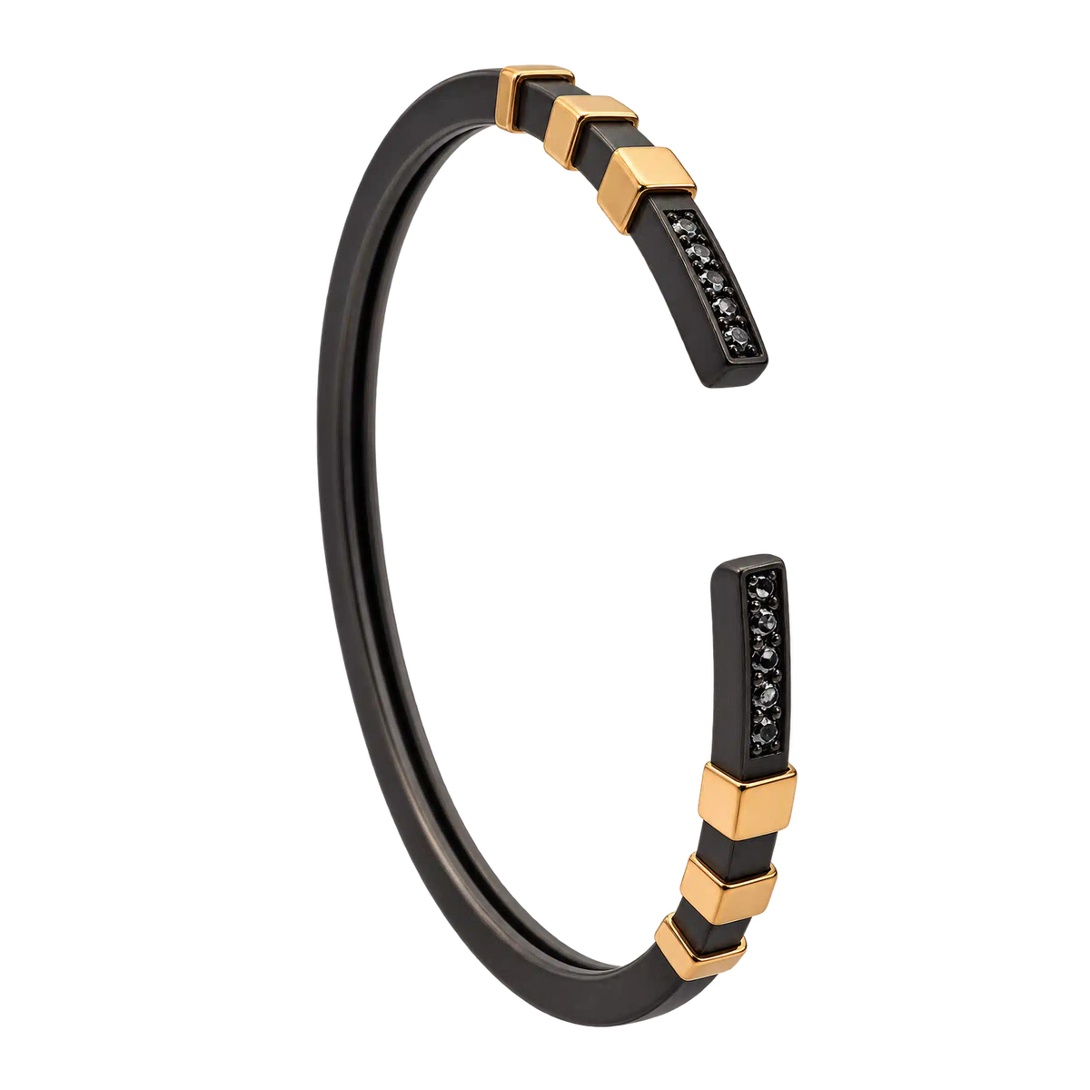 Bracciale Rigido Molla Titanio Oro 18kt Diamanti Naturali | Atelier Orafo | nudo