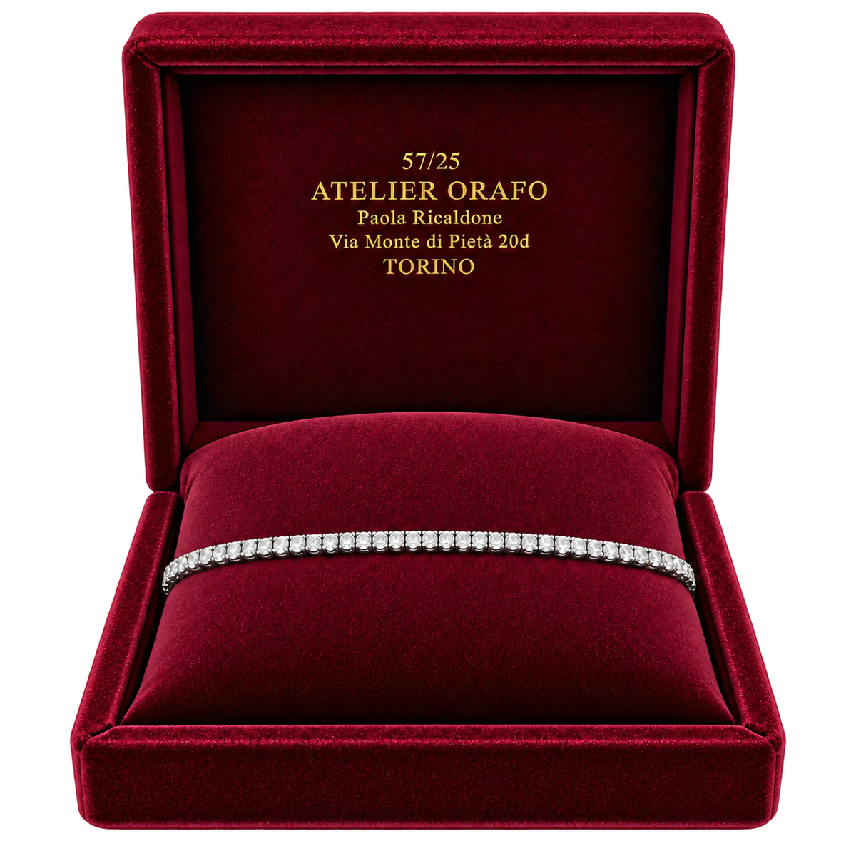 Bracciale Tennis Oro Bianco 18kt e Diamanti Naturali con Scatola  | Atelier Orafo | scatola2