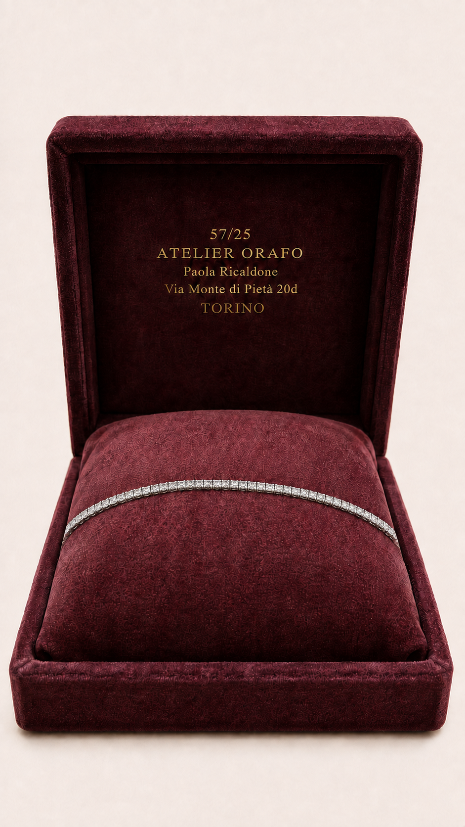 Bracciale Tennis Oro Bianco 18kt e Diamanti Naturali con Scatola  | Atelier Orafo | scatola2