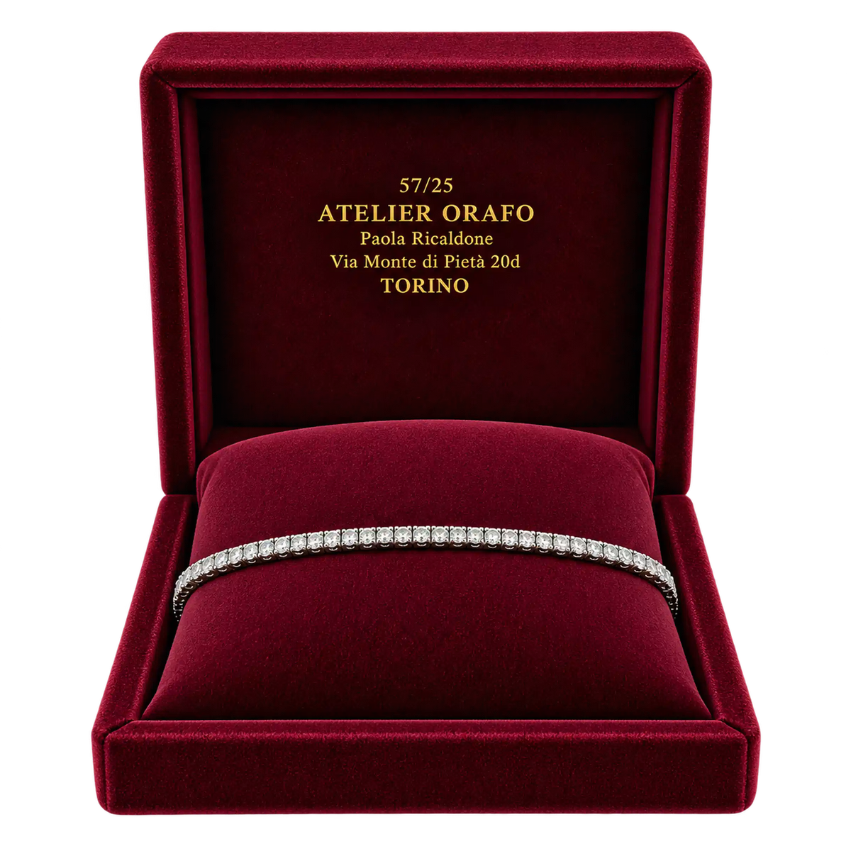 Bracciale Tennis in Oro Bianco 18kt con Diamanti Naturali con scatola | Atelier Orafo | scatola | 2400