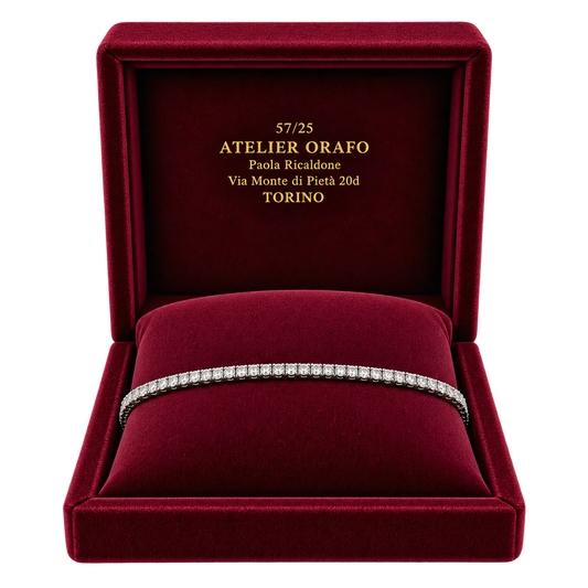Bracciale Tennis in Oro Bianco 18kt con Diamanti Naturali con scatola | Atelier Orafo | scatola | 2400