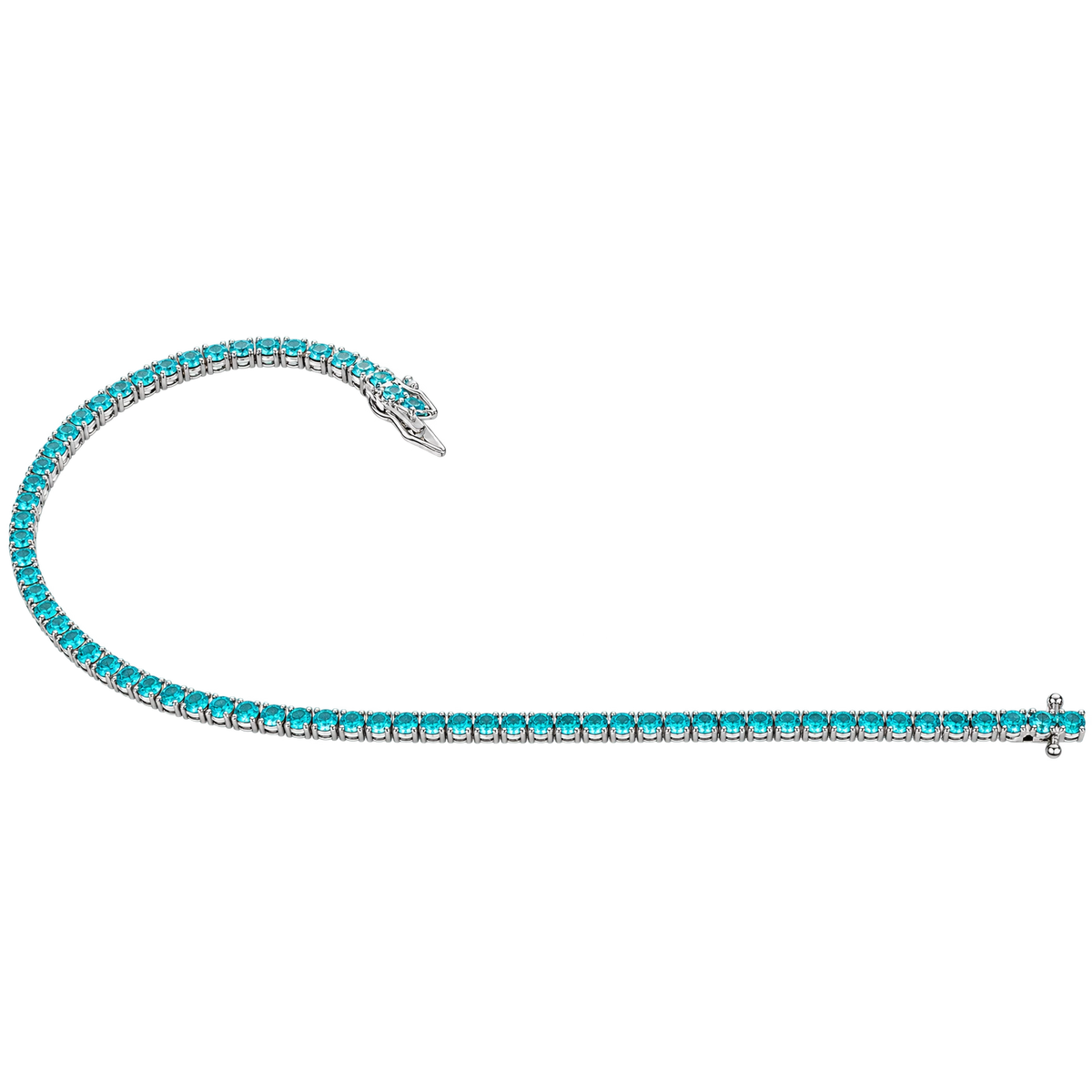 Bracciale Tennis in Oro Bianco 18kt con Smeraldi Naturali | Atelier Orafo | nudo