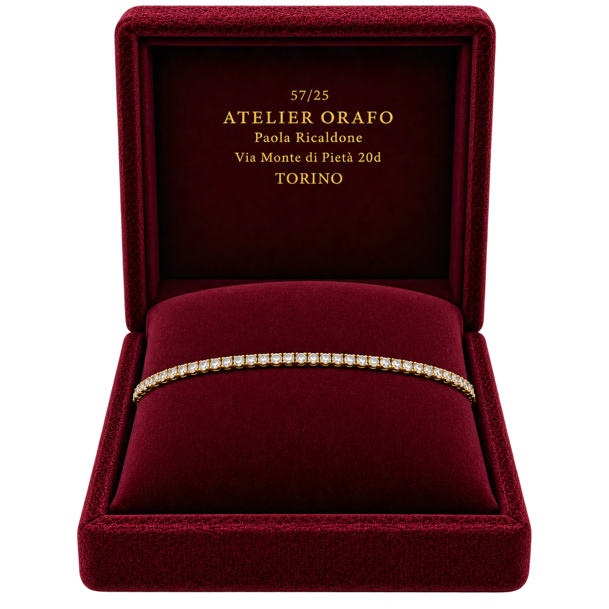 Bracciale Tennis in Oro Rosa 18kt con Diamanti Naturali con scatola | Atelier Orafo | scatola | 2400