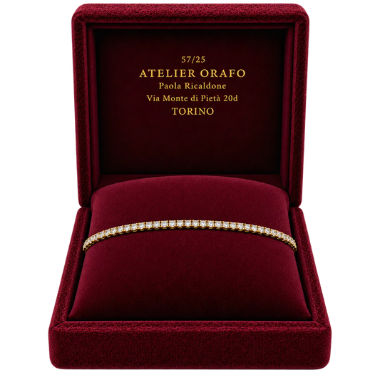 Bracciale Tennis in Oro Rosa 18kt con Diamanti Naturali con scatola | Atelier Orafo | scatola | 2400