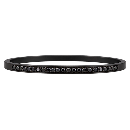 Bracciale Titanio Diamanti Neri Naturali | Atelier Orafo | nudo