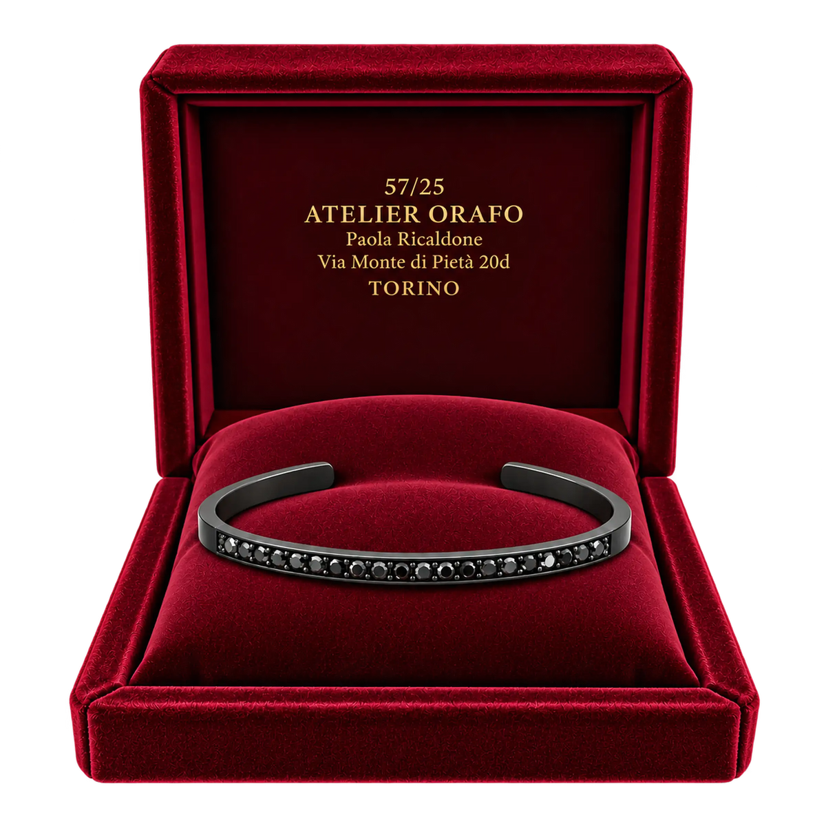 Bracciale Titanio Diamanti Neri Naturali | Atelier Orafo | scatola2