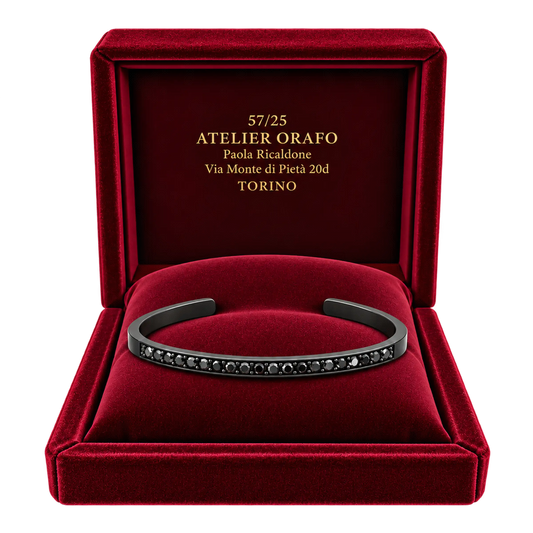 Bracciale Titanio Diamanti Neri Naturali | Atelier Orafo | scatola2