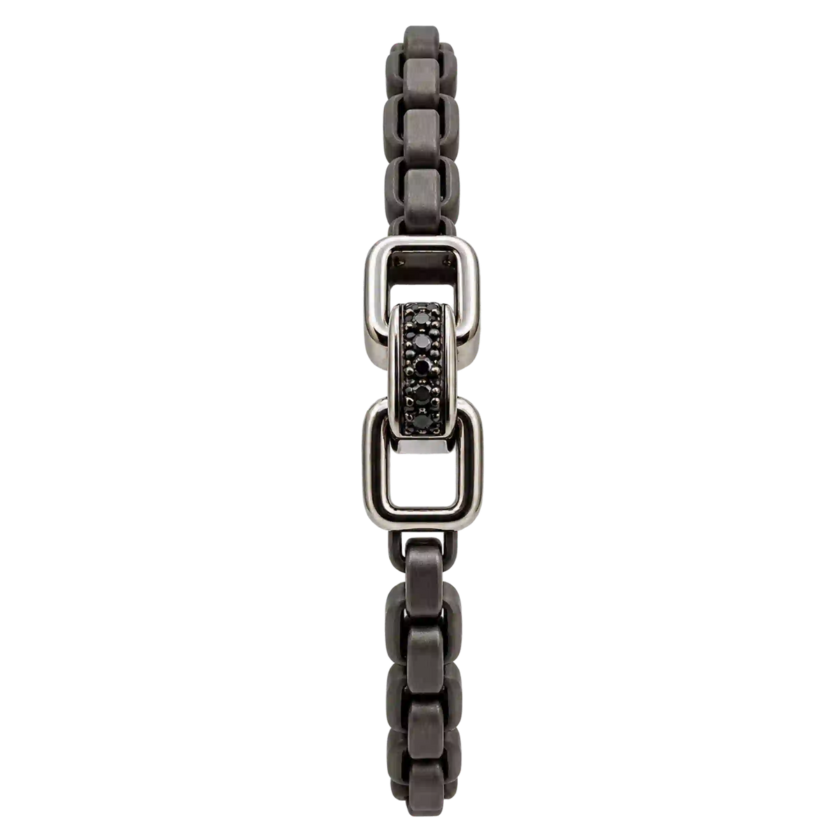 Bracciale Titanio Grigio Oro 18kt Diamanti Neri Naturali | Atelier Orafo | nudo