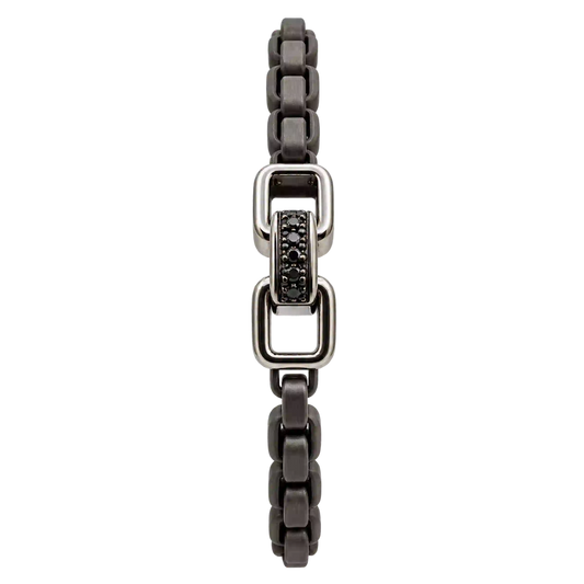 Bracciale Titanio Grigio Oro 18kt Diamanti Neri Naturali | Atelier Orafo | nudo