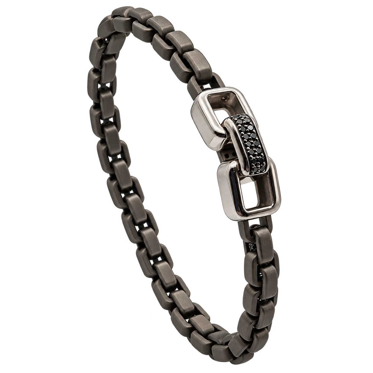 Bracciale Titanio Grigio Oro 18kt Diamanti Neri Naturali | Atelier Orafo | nudo2