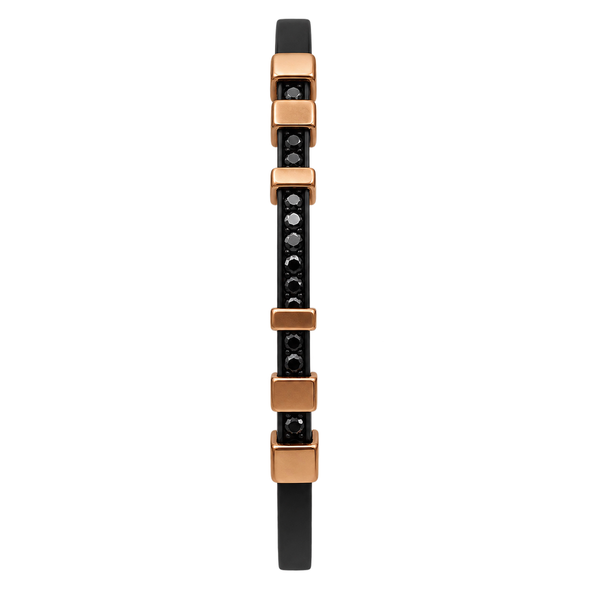 Bracciale Titanio Nero Oro 18kt Diamanti Neri Naturali | Atelier Orafo | nudo