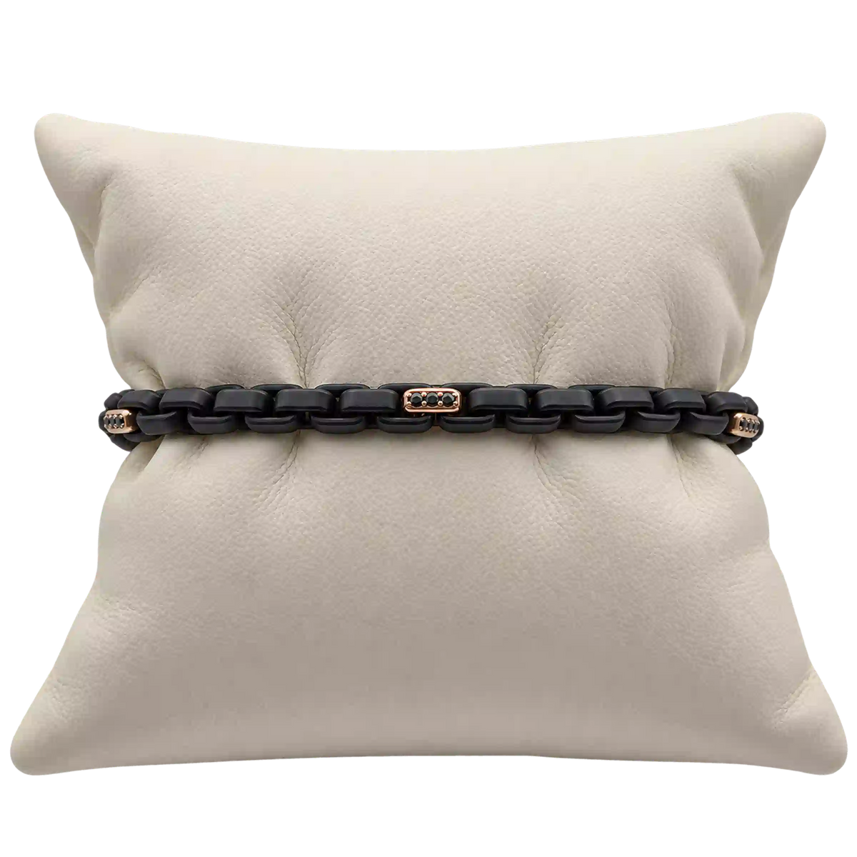 Bracciale Titanio Oro 18kt Diamanti Neri Naturali | Atelier Orafo | nudo