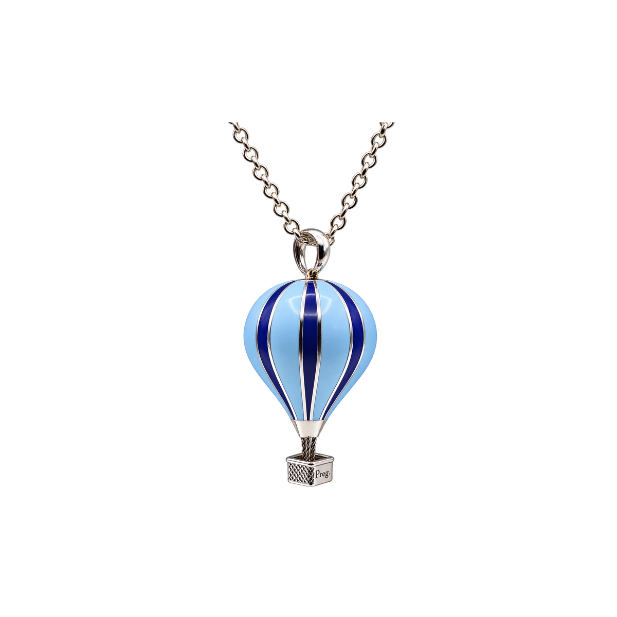 Catena Ciondolo Mongolfiera Piccola Argento 925 Hyceram Blu Azzurro | Atelier Orafo | nudo