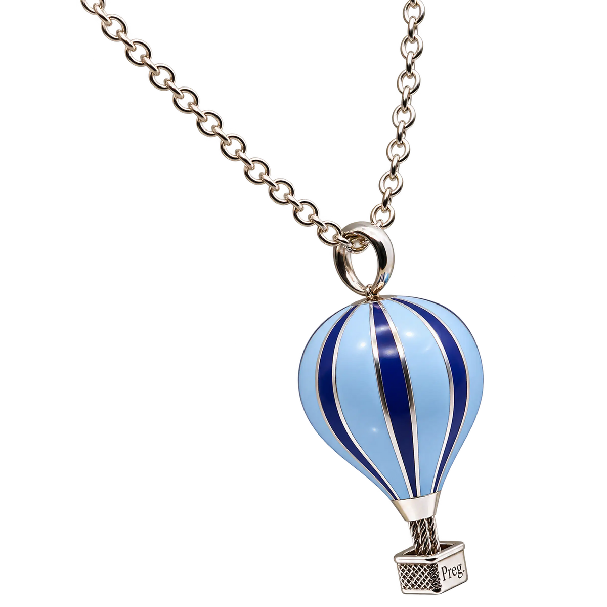 Catena Ciondolo Mongolfiera Piccola Argento 925 Hyceram Blu Azzurro | Atelier Orafo | nudo2