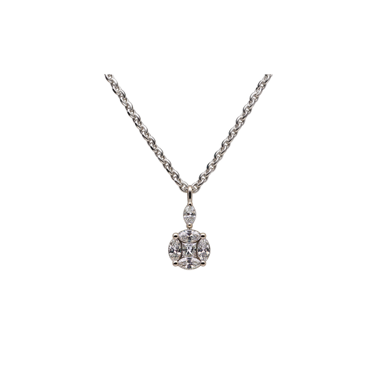 Catenina Oro Bianco 18kt Diamanti Navette Naturali | Atelier Orafo | nudo