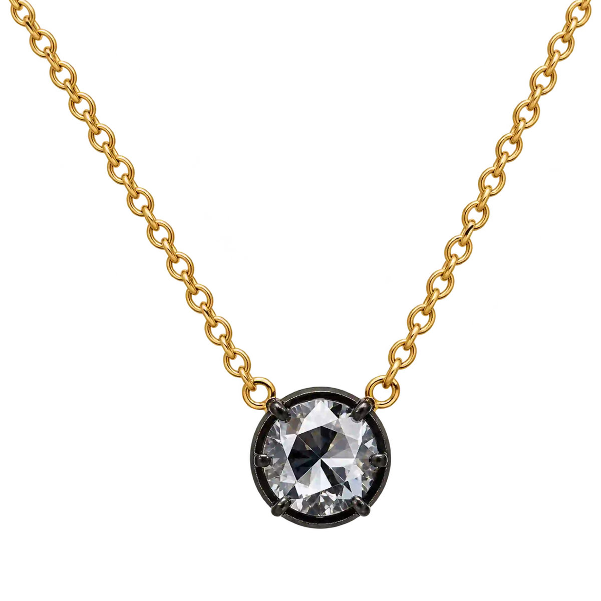 Catenina Punto Luce Oro 18kt Diamante Naturale Rose Cut | Atelier Orafo | nudo