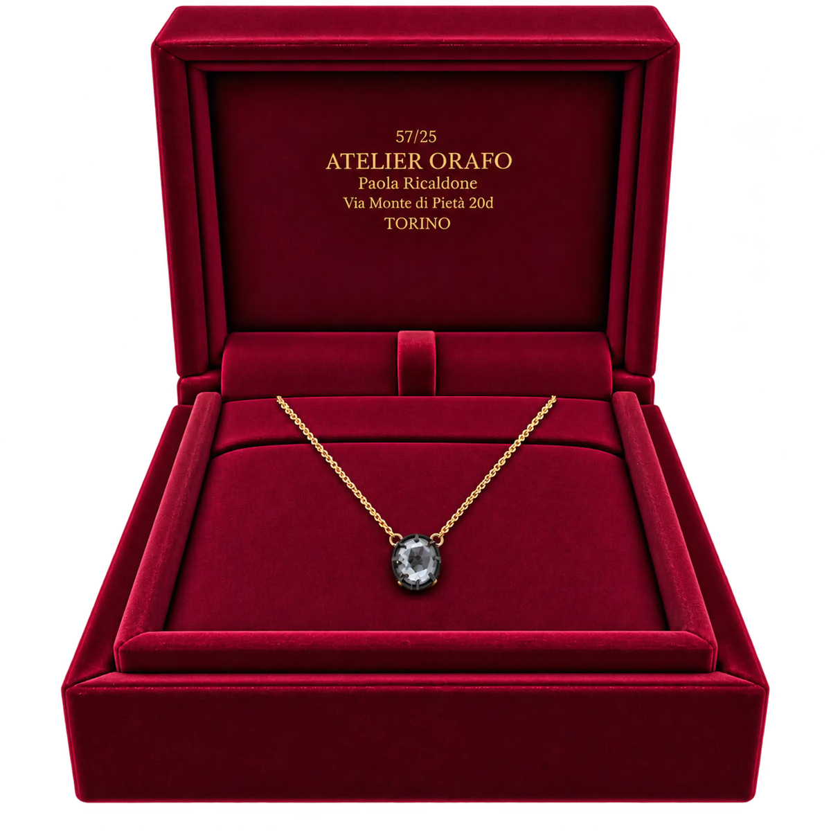 Catenina Punto Luce Oro 18kt Diamante Naturale Rose Cut | Atelier Orafo | scatola