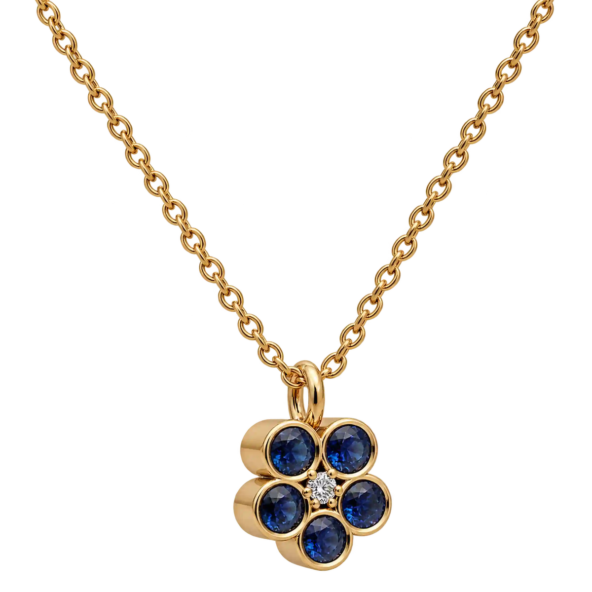 Catenina con Ciondolo Oro 9kt Diamante e Zaffiri Naturali | Atelier Orafo | nudo2