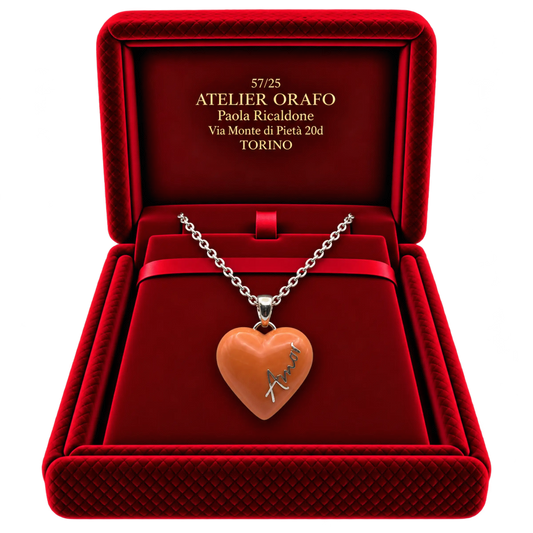Ciondolo Cuore Argento 925 Hyceram Arancione | Atelier Orafo | Scatola