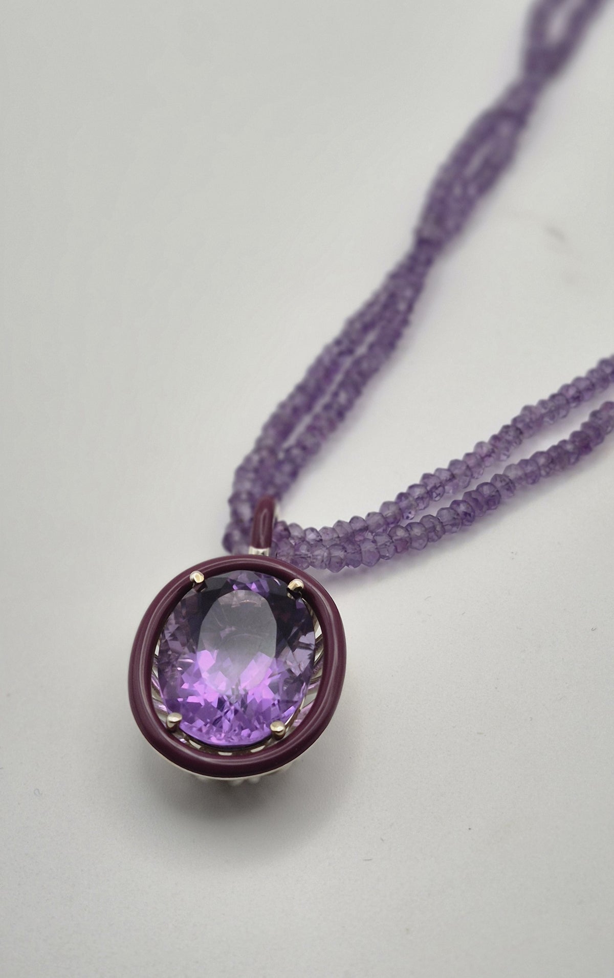 Collana Ametista Argento 925 Ametista Naturale Hyceram | Atelier Orafo | steso