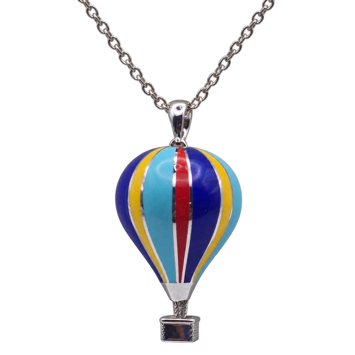 Collana con Ciondolo Argento 925 Hyceram Mongolfiera Piccola Multicolor | Atelier Orafo | nudo