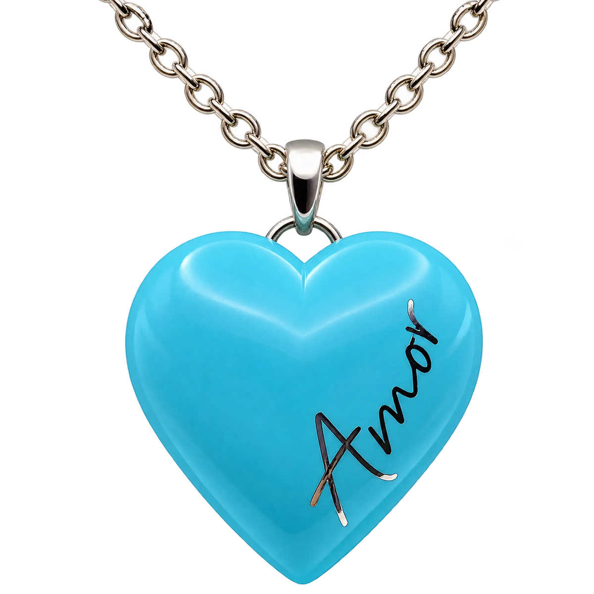 Collana Ciondolo Cuore Argento 925 Hyceram Azzurro | Atelier Orafo | nudo