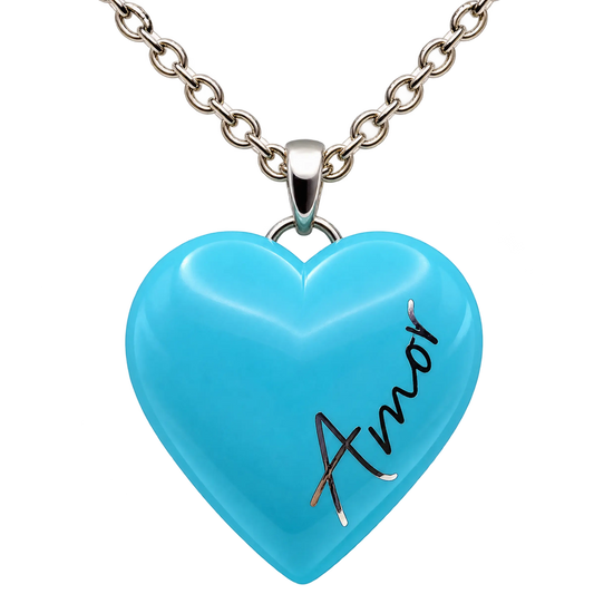 Collana Ciondolo Cuore Argento 925 Hyceram Azzurro | Atelier Orafo | nudo