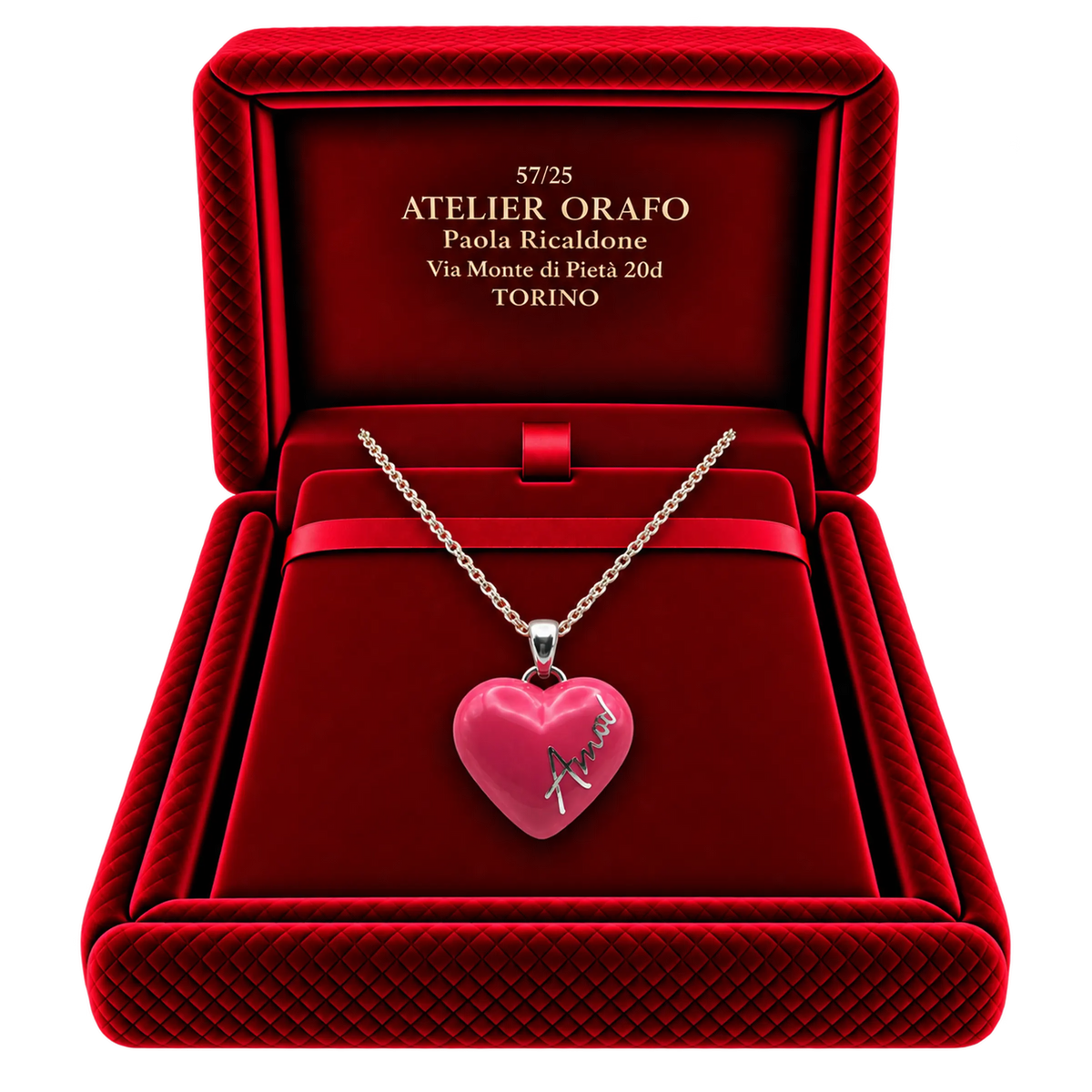 Collana Ciondolo Cuore Argento 925 Hyceram Lilla | Atelier Orafo | scatola