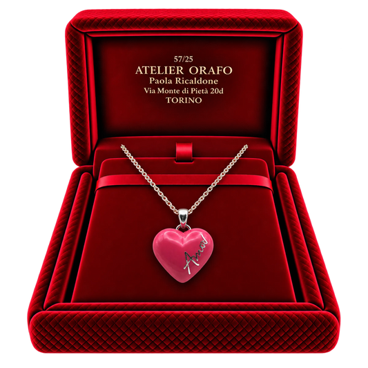 Collana Ciondolo Cuore Argento 925 Hyceram Lilla | Atelier Orafo | scatola