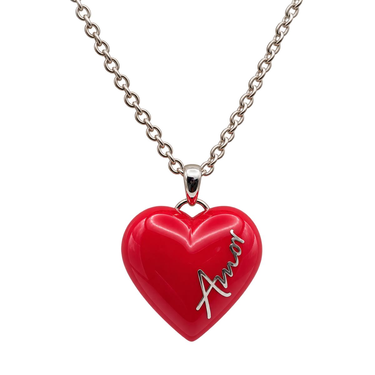 Collana Ciondolo Cuore Argento 925 Hyceram Rossa | Atelier Orafo | nudo