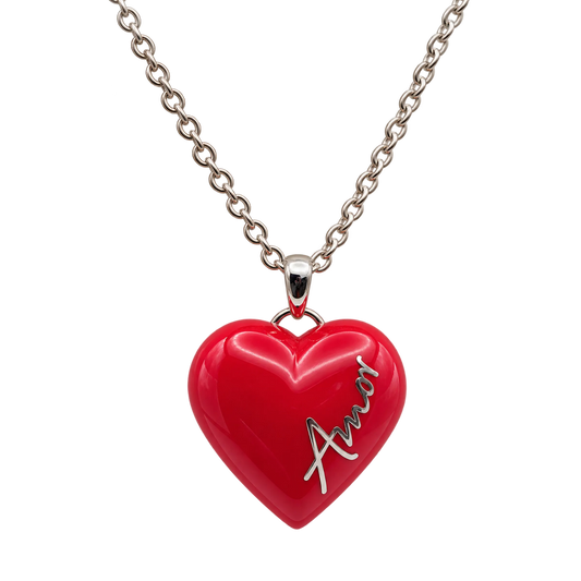 Collana Ciondolo Cuore Argento 925 Hyceram Rossa | Atelier Orafo | nudo