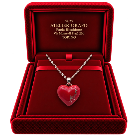 Collana Ciondolo Cuore Argento 925 Hyceram Rossa | Atelier Orafo | scatola
