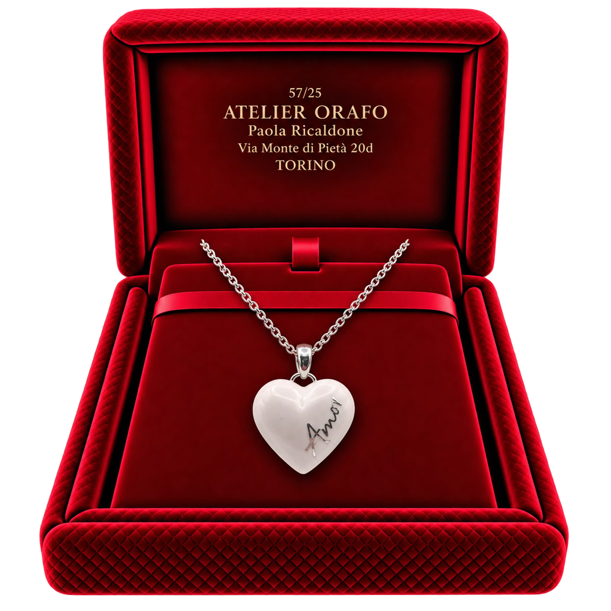 Collana Ciondolo Cuore PIccolo Argento 925 Hyceram Rosa | Atelier Orafo | scatola