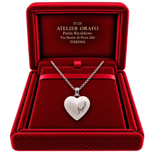 Collana Ciondolo Cuore PIccolo Argento 925 Hyceram Rosa | Atelier Orafo | scatola