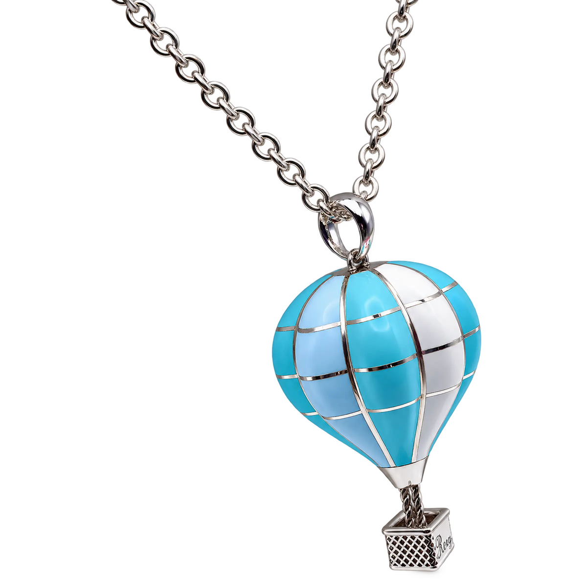 Collana Ciondolo Mongolfiera Media Argento 925 Hyceram Azzurro Turchese | Atelier Orafo | nudo2