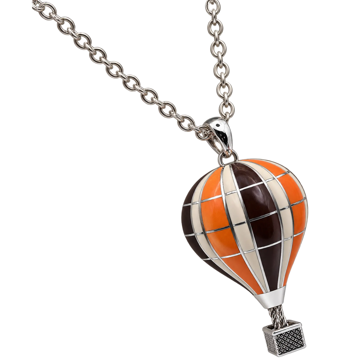 Collana Mongolfiera Gramde Argento 925 Hyceram Arancione Cacao | Atelier Orafo | nudo