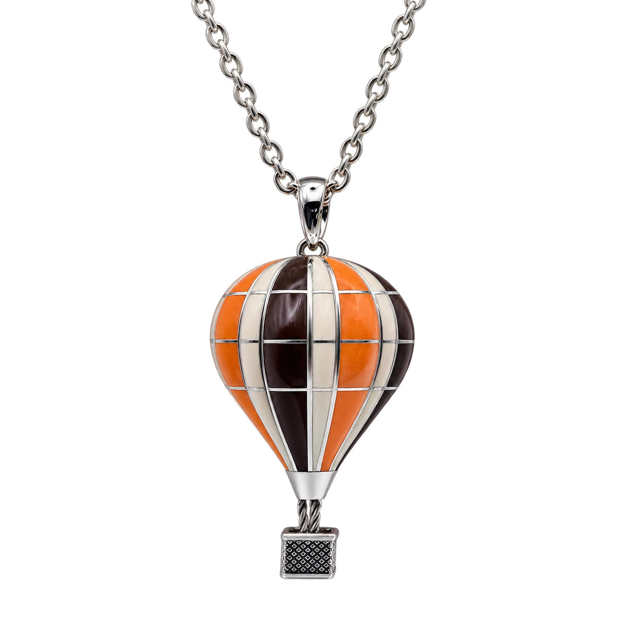 Collana Mongolfiera Gramde Argento 925 Hyceram Arancione Cacao | Atelier Orafo | nudo2