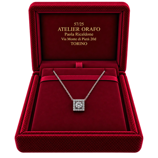 Collana Oro Bianco 18kt con Diamante Naturale 030 Diamanti Naturali 016 | Atelier Orafo | scatola2