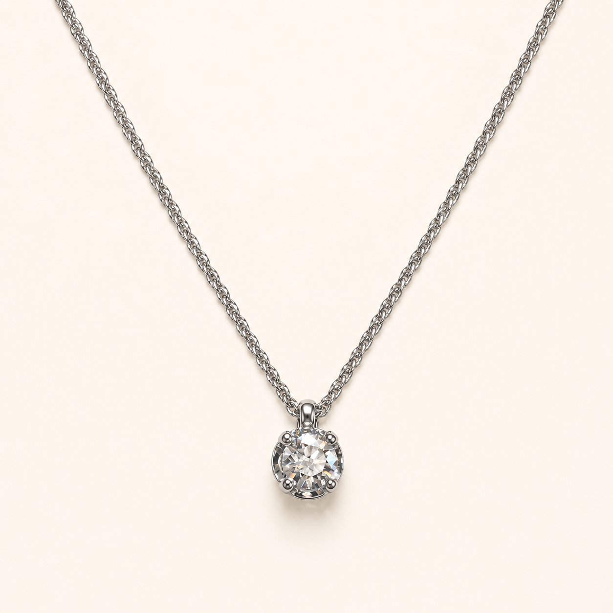 Collana Punto Luce Oro Bianco 18kt e Diamante Naturale 025 | Atelier Orafo | nudo