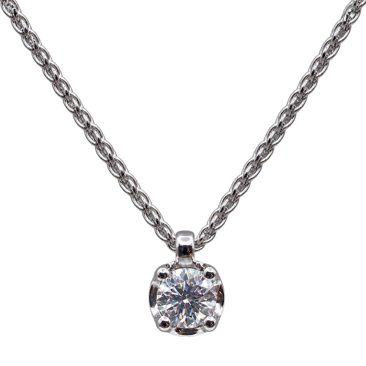 Collana Punto Luce Oro Bianco 18kt e Diamante Naturale 025 | Atelier Orafo | nudo2 | 2400