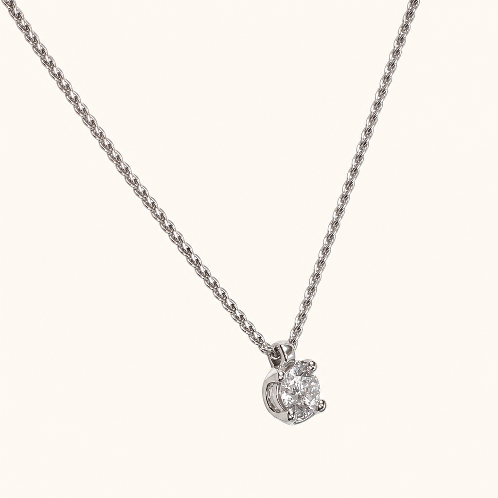 Collana Punto Luce Oro Bianco 18kt e Diamante Naturale 025 | Atelier Orafo | nudo2