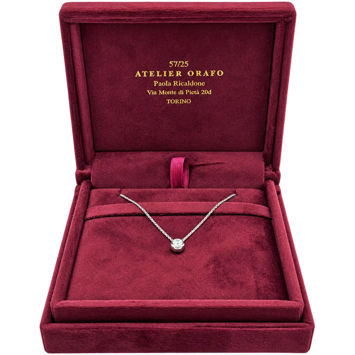 Collana Punto Luce Oro Bianco 18kt e Diamante Naturale 025 con Scatola | Atelier Orafo | scatola2 | 2400