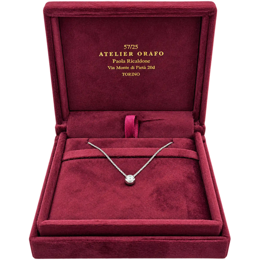 Collana Punto Luce Oro Bianco 18kt e Diamante Naturale 025 con Scatola | Atelier Orafo | scatola2 | 2400