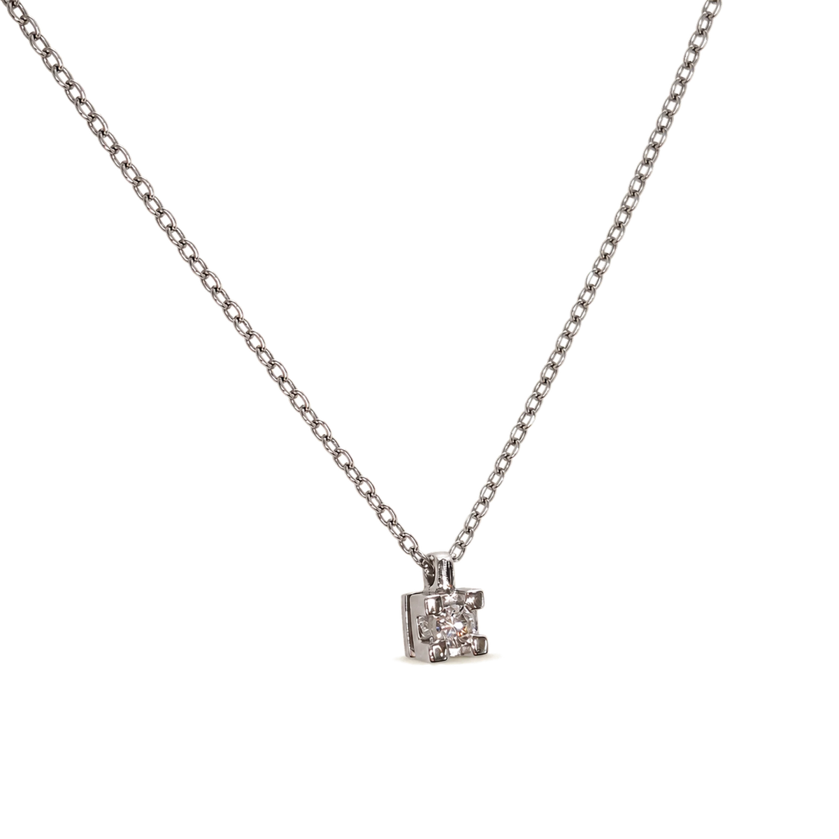 Collana Punto Luce Oro Bianco 18kt e Diamante Naturale 0,04 | Atelier Orafo ! nudo | 2400